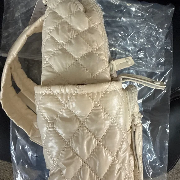 Heartlove by Charo Off-White Quilted Backpack with Adjustable Straps - Picture 4 of 10